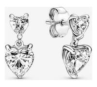 Pandora Clous d'Oreilles Scintillants Cœur Double Argent Massif one size