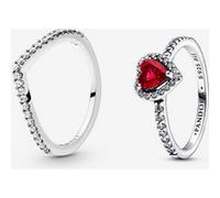 Pandora Coffret Cadeau Bagues Vœu Scintillant et Cœur Rouge Surélevé one size