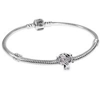 PANDORA Coffret cadeau bracelet femme argent, motif arbre généalogique, bracelet à breloques, chaîne serpent, argent sterling, cadeau romantique, numéro de lot 21765 18 cm