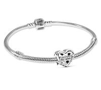 PANDORA Coffret cadeau : Bracelet femme avec breloque cœur et étoile, lot, ensemble de bijoux, argent sterling 925, idée cadeau enchanteresse 21488 20 cm
