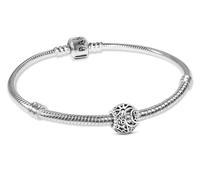 PANDORA Coffret cadeau Bracelet femme avec breloque soleil, lune et étoiles, argent 925, lot bijou intemporel et moderne 21476 18 cm