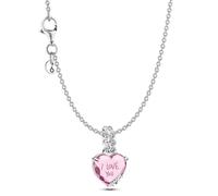 PANDORA Coffret cadeau collier femme argent « Je t'aime maman » avec pendentif cœur, collier en argent sterling pour femme, cadeau fête des mères, numéro de lot 21778 45 cm
