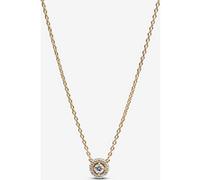 PANDORA Timeless 363548C01-45 Collier avec pendentif en forme de couronne de rayons en argent sterling plaqué or et oxyde de zirconium, 45 cm, Argent sterling, Zircone cubique