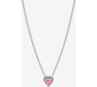 PANDORA Timeless 398425C02-45 Collier en Forme de cœur en Argent Sterling avec zircone Rose 45 cm, 45 cm, Argent Sterling, Zircone cubique