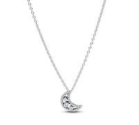 PANDORA Collier intemporel avec pendentif croissant de lune en argent sterling et zircone, Taille: 50cm, 394259C01-50