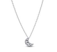 PANDORA Collier Intemporel pendentif croissant de lune argent sterling et zircone 50 cm 394259C01-50