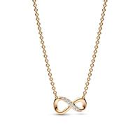 Pandora Collier Moments Infinity en forme de cœur plaqué or 14 carats avec oxyde de zirconium transparent