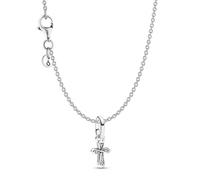 PANDORA Collier pour femme, croix scintillante, argent, bijou intemporel, accessoire de mode 68324 45 cm
