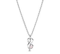 PANDORA Moments 393762C01-50 Collier nœud Infini en Argent Sterling avec zircone et Perle Artificielle, Taille : 50 cm, 50 cm, Argent Sterling, Zircone cubique