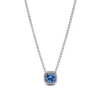 Pandora Colliers Square Blue Halo Pendant Necklace Sparkling 393560C01