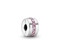 Pandora Colours Charm clip Rangée scintillante en argent sterling avec zircones cubiques roses