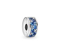 Pandora Colours Clip pavé en argent avec zircones cubiques bleu turquoise et attache en silicone, bleu