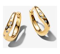 14k Gold-Plated Hoop Earrings with Clear Cubic Zirconia