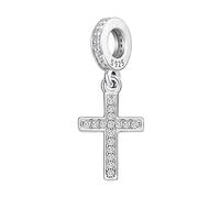 Pandora Croix Charm 925 Argent Sterling Cross Breloque Chretienne Charm pour Bracelet Pendentif Bijoux Religieux Cadeaux pour Femmes
