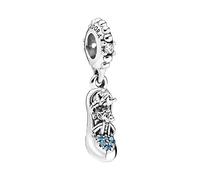 Pandora Disney Pendentif en forme de chaussure et souris en verre de Cendrillon en argent sterling 14 x 9,6 x 5,7 mm (T/H/l), taille unique, Métal précieux, Zircone cubique