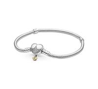 Pandora Disney Princesses Chaîne serpent en argent sterling et bracelet plaqué or 14 carats avec zircons cubiques transparents, 18