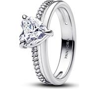 Pandora double bande coeur anneau 193100C01 anneau de la femme, Taille de l'anneau:54