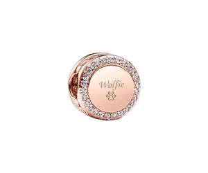 PANDORA Engravable 14k Rose Gold-Plated Charm with Clear Cubic Zirconia