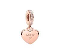 PANDORA Engravable Heart Disc 14k Rose Gold-Plated Dangle with Clear Cubic Zirconia