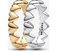 Pandora Ensemble de Bagues Farandole de Cœurs Argent Massif & Métal doré à l'Or 14 carats one size