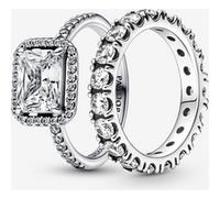 Pandora Ensemble de Bagues Halo et Éternité Scintillant one size