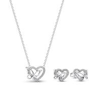 PANDORA Ensemble de bijoux collier et boucles d'oreilles, Lot | Bijoux symboliques, coffret cadeau pour femme, collier et boucles d'oreilles