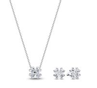 PANDORA Ensemble de bijoux, collier trèfle boucles d’oreilles, argent, lot