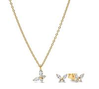 PANDORA Ensemble de bijoux pour femme, collier et boucles, Lot | Coffret cadeau élégant : collier et boucles d’oreilles ornées de zirconiums cubiques étincelants pour femme
