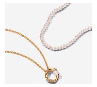 Pandora Ensemble de Colliers Cercle Organique Pavé et Perle de Culture one size