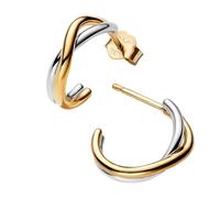 Pandora Essence 263880C00 Boucles d'oreilles créoles bicolores en argent sterling avec alliage plaqué or 14 carats