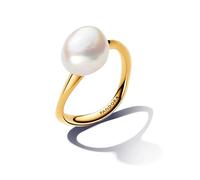 Pandora Essence Bague en métal plaqué or 14 carats avec perle de culture d’eau douce traitée blanche baroque, taille 56