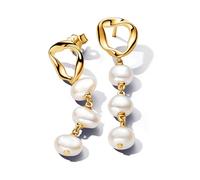 Pendants d?Oreilles Cercle Organique et Perles de Culture Baroques Blanc