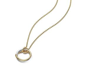 PANDORA Essence Collier Pendentif Bicolore en Argent Sterling plaqué Or 14 carats, Taille : 45 cm, 363882C00-45