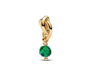 Pandora Faceted Green Eternity Circle Dangle Charm 763462C05, taille unique, Or jaune, Cristal