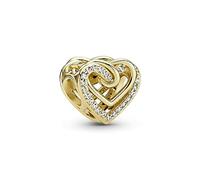 Pandora Charm Moments Cœur – Métal plaqué or 14 carats, zircones cubiques transparentes