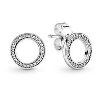 Pandora Clous d'oreilles femmes Signature 290585CZ – Cercles scintillants argent sterling, zircones