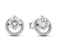 Pandora Boucles d'oreilles Halo rond 291248C01 Argent sterling Zircones cubiques transparentes