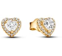 Pandora Clous d’oreilles Timeless Cœur – Plaqué or 14 carats, zircones cubiques transparentes