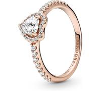 Pandora Bague Timeless Cœur plaqué or rose 14 carats zircones cubiques transparentes Taille 54