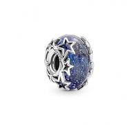 Pandora Charm Moments Galaxie en argent sterling avec verre de Murano bleu scintillant