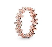 Pandora Garden Bague Marguerite en métal plaqué or rose 14 carats avec zircones cubiques transparentes, taille 48