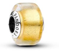 Pandora Charm Moments en argent sterling, verre de Murano transparent et feuille d’or 24 carats
