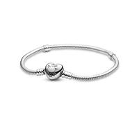 Pandora Icons Bracelet Cœur et maille serpent en argent avec fermoir en forme de cœur