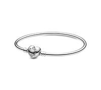 Pandora Icons Bracelet jonc en argent avec fermoir en forme de cœur, 15