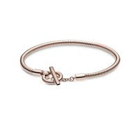 Pandora Icons Bracelet maille serpent en métal plaqué or rose 14 carats, fermoir en T, 18