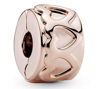 Pandora Icons Charm clip Cœurs en métal plaqué or rose 14 carats
