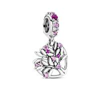 Pandora Icons Charm pendant Arbre de vie en argent sterling avec zircones cubiques roses, saphir synthétique rose et rubis synthétique