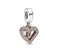Pandora Icons Charm pendant Cœur en métal plaqué or rose 14 carats et argent sterling avec zircones cubiques transparentes