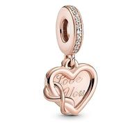 Pandora Icons Charm pendant Cœur et Infini en métal plaqué or rose 14 carats avec zircones cubiques transparentes