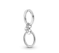 Pandora Icons Porte-clés à charms en argent sterling avec petit pendentif Pandora O
